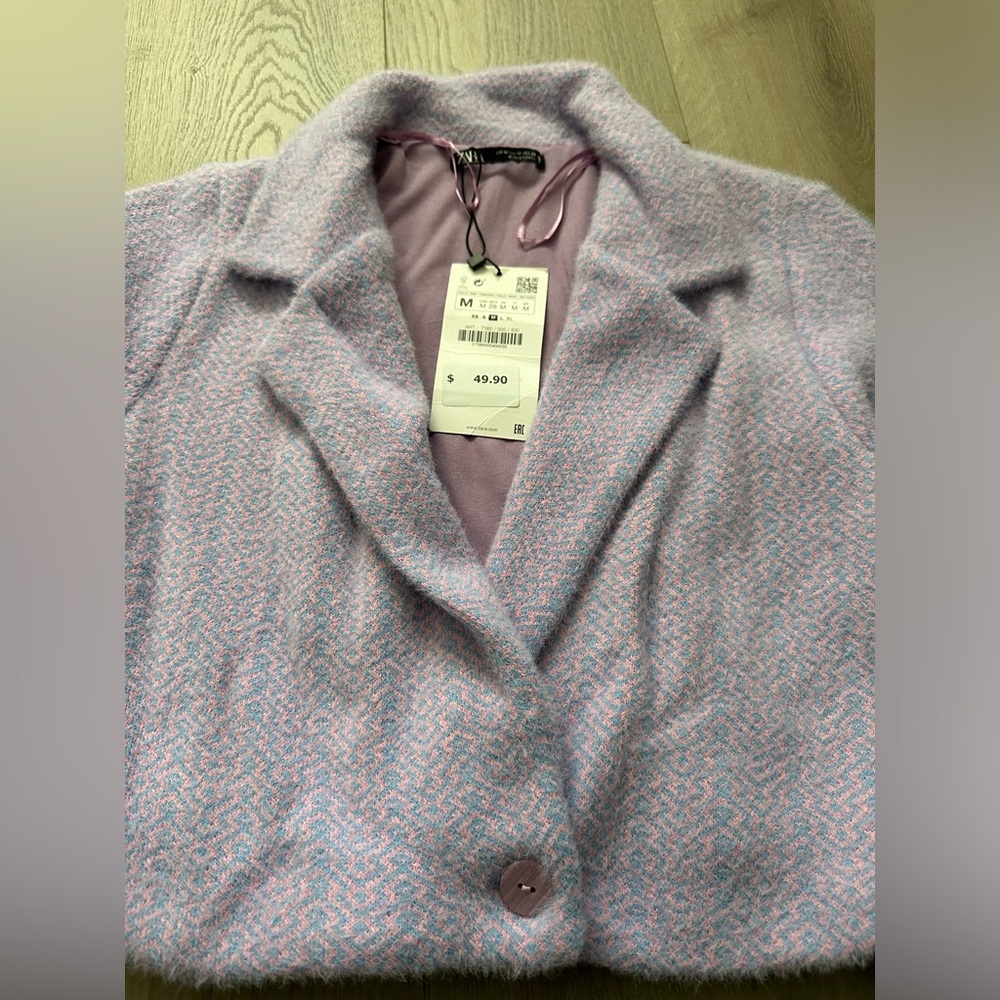 NWT Zara Women's Lavender Pink Cropped Jacket Size M - Picture 8 of 9